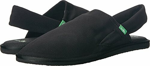 Black canvas slippers with slingback design