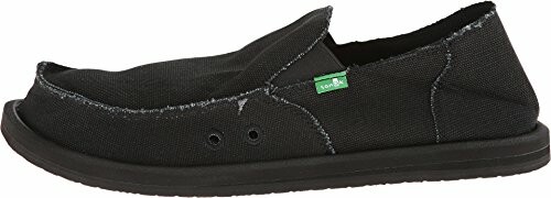 Black casual slip-on shoe with frayed edges