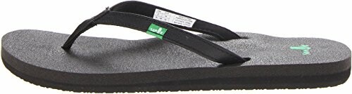 Black flip flop sandal with a green logo.