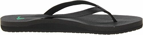 Black flip-flop sandal with green logo.