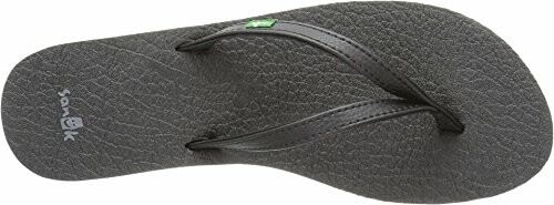 Black flip flop sandal with textured sole.