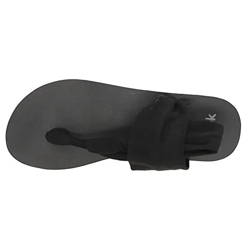 Top view of a black flip flop sandal