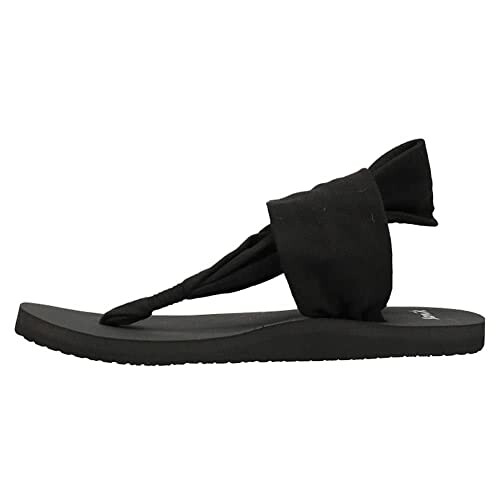 Black sandal with ankle wrap and flat sole