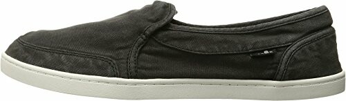 Black slip-on casual shoe with white sole