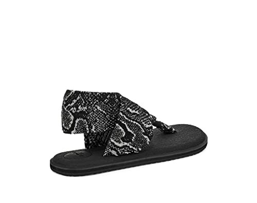 Black sandal with snake print strap