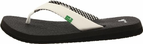 Black and white flip-flop sandal with textured sole