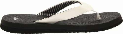 Black and white flip-flop sandal with textured sole