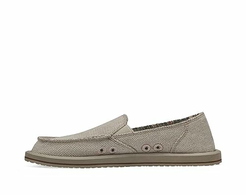 Beige casual slip-on shoe with textured fabric