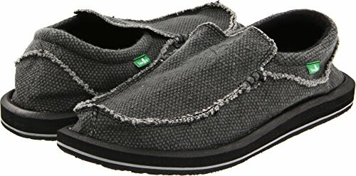 Gray casual slip-on shoes with frayed edges.