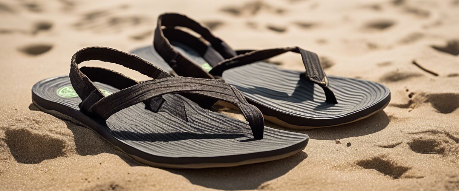 Men's Sanuk sandals on the beach