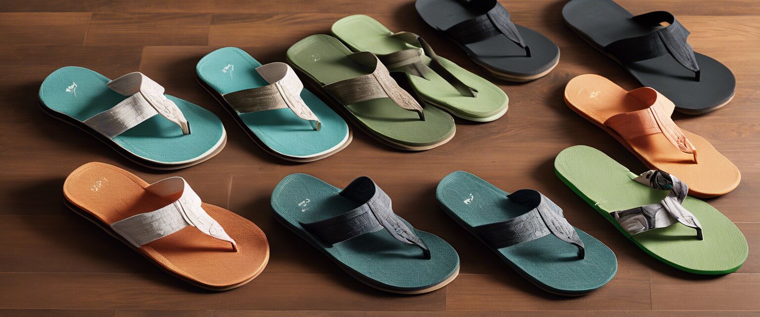 Variety of Sanuk sandals for yoga